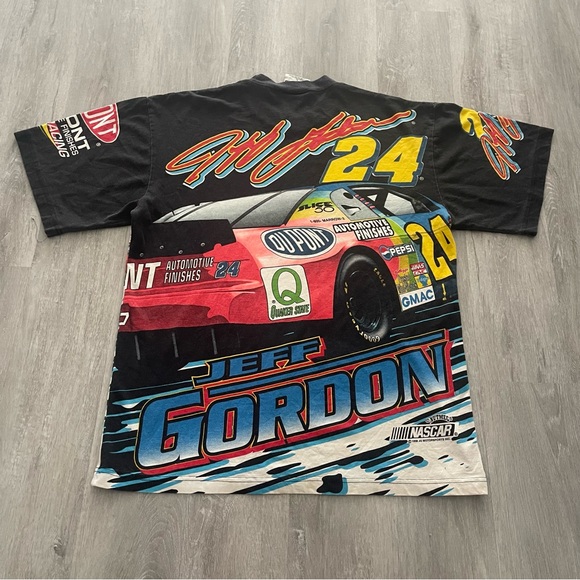 vintage 90s JEFF GORDON ALL-OVER PRINT T-Shirt Size Large AOP NASCAR RACING - Picture 2 of 5